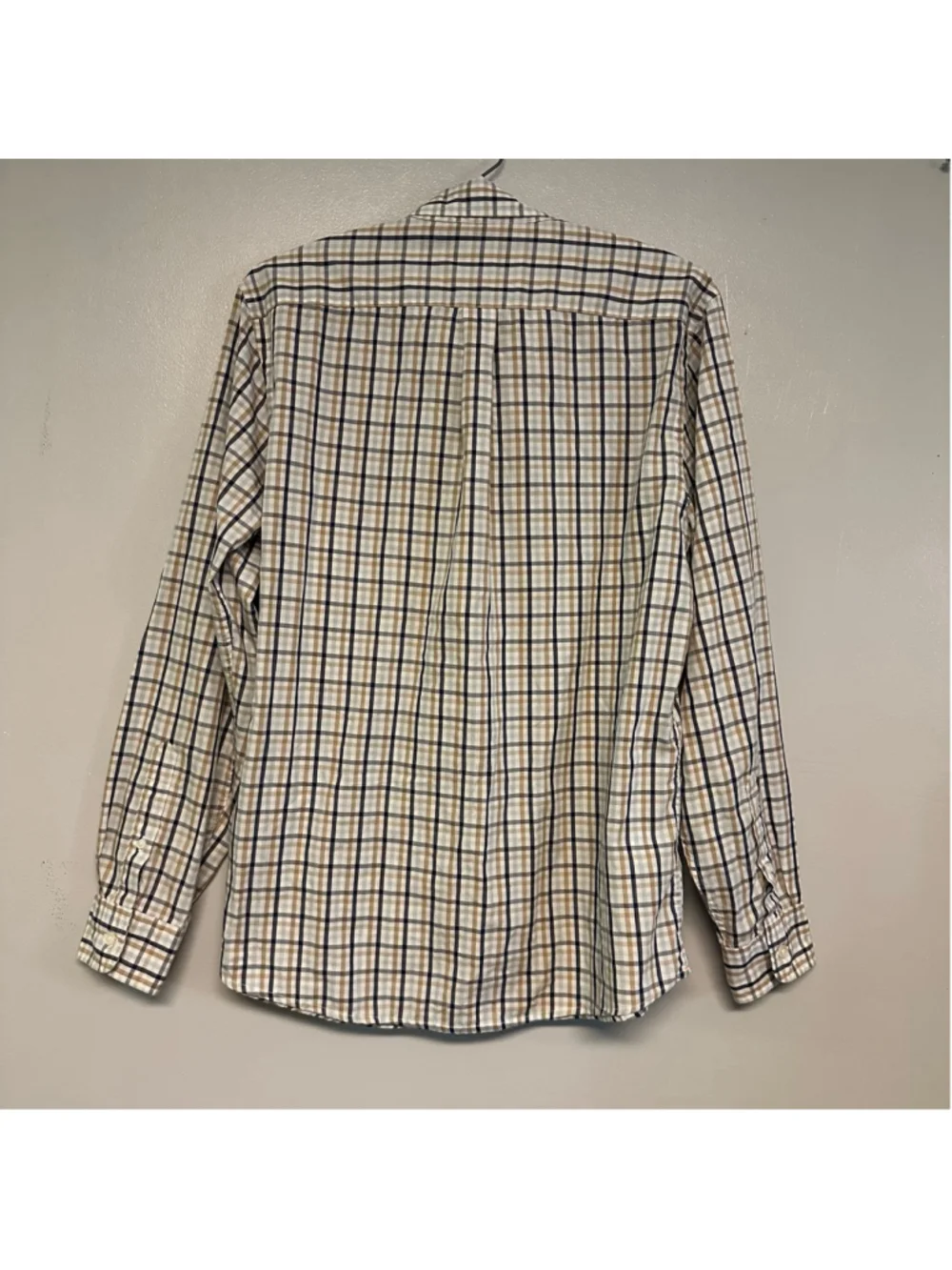 Dockers Casual Button Down Shirt Size Medium White Brown Plaid